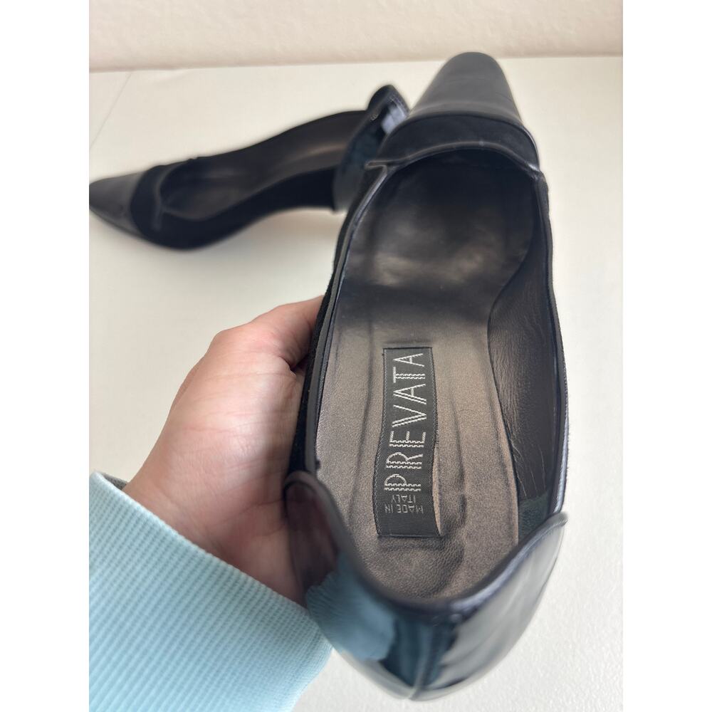 Prevata Nello Black Suede and Patent Leather Pointed Cap Toe Italian Made Size 7 - Picture 7 of 9